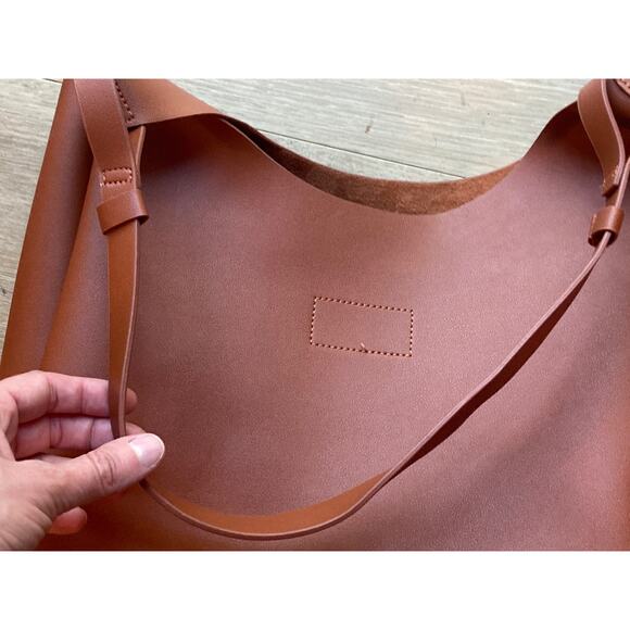 Neiman Marcus Vegan Leather Tote Shoulder Bag Handbag Cognac Brown ~ So Lovely - Picture 8 of 8